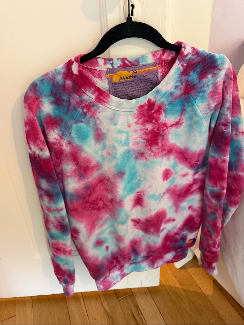 Aviator Nation Women's Tie-Dye Crewneck Sweatshirt - Pink & Teal